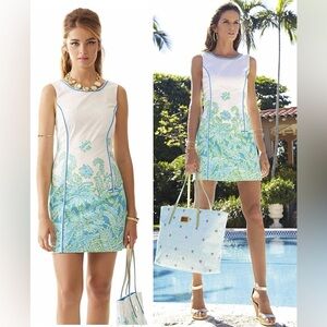 Lilly Pulitzer Carlow Resort White Palm Party Engineered Print Shift Dress Sz 2
